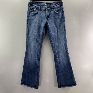 7 For All Mankind Flare Denim Jeans Women's Size 29 Blue Low Rise Dark Wash